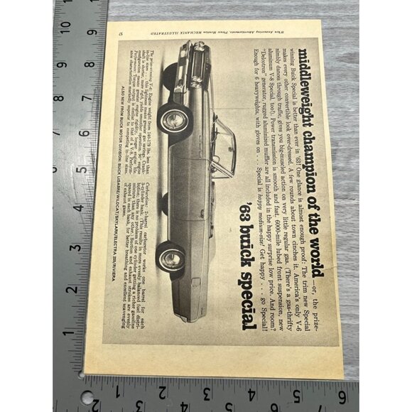Buick Special Vintage Print Ad 1960s Convertible Auto Middleweight Champion - Picture 2 of 6